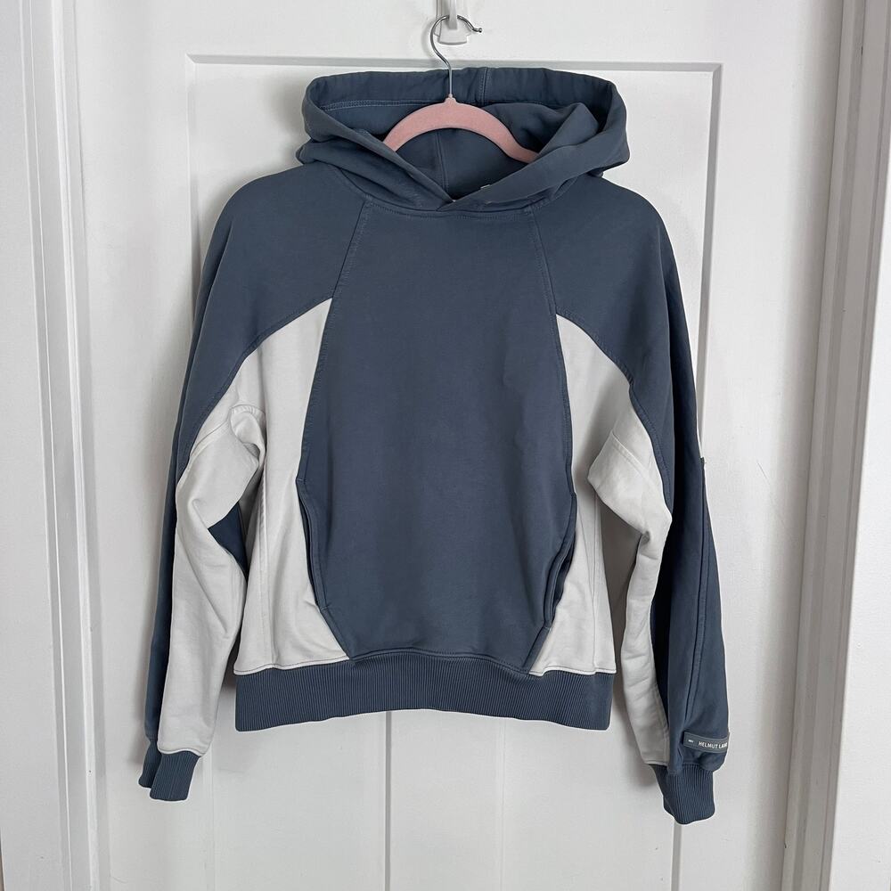 Helmut Lang Women's XS Hooded Sweatshirt Gray White Hoodie
